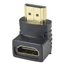 90-Degree L-Shape HDMI 19-Pin Male to HDMI 19-Pin Female Connector-Black