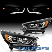 For 2017-2019 Ford Escape Halogen Headlights Assembly w/LED DRL Projector Black