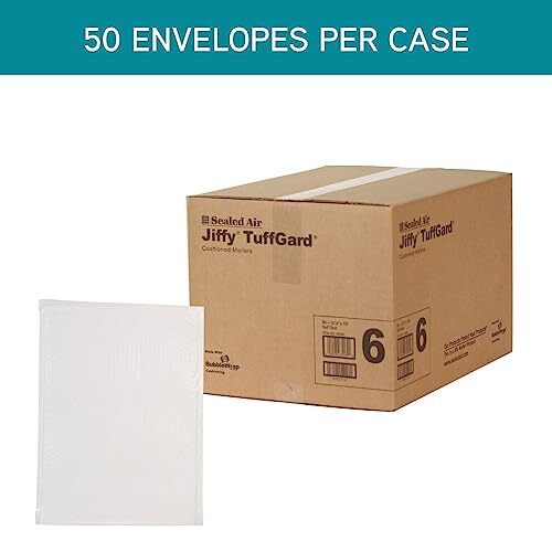 Jiffy TuffGard Cushioned Shipping Mailing Envelope, Case of 50, Bubble