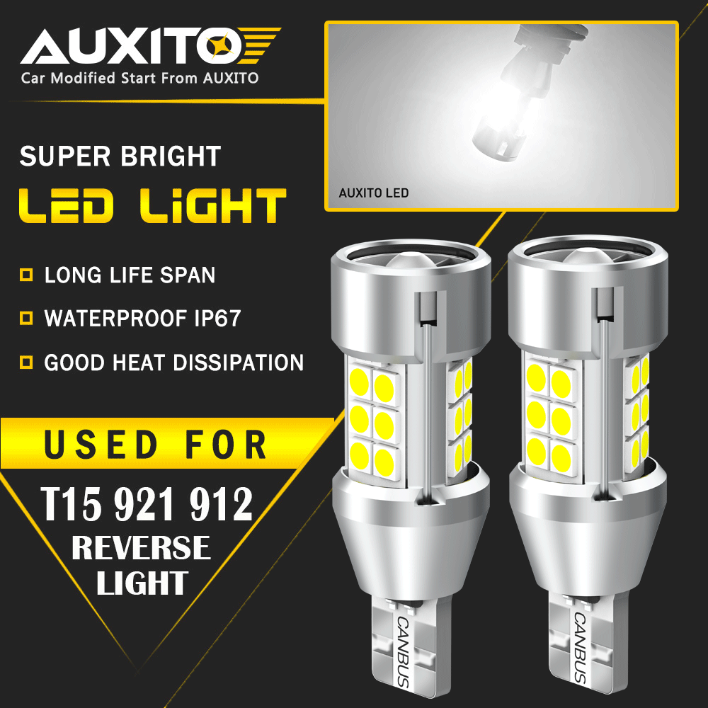 AUXITO Up Back LED Reverse Light Bulb 921 912 W16W T15 916 Super White 6500K EPU