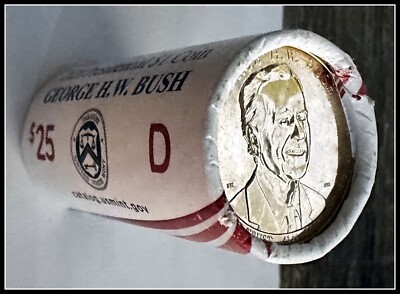 2020-D George H W Bush Dollar  25 Coin Roll* UNCIRCULATED * FRESH FROM US Mint