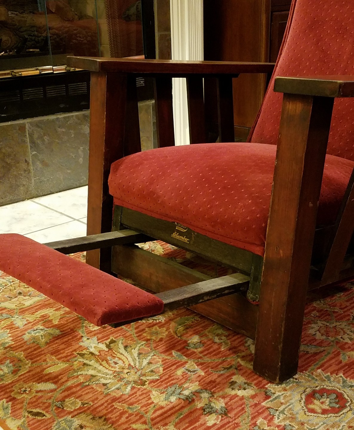 Antique Oak Chair Morris recliner with Slumber footrest eBay