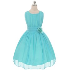 AQUA Size 14 Chiffon Flower Girl Dress Summer Bridesmaid Birthday Recital Party