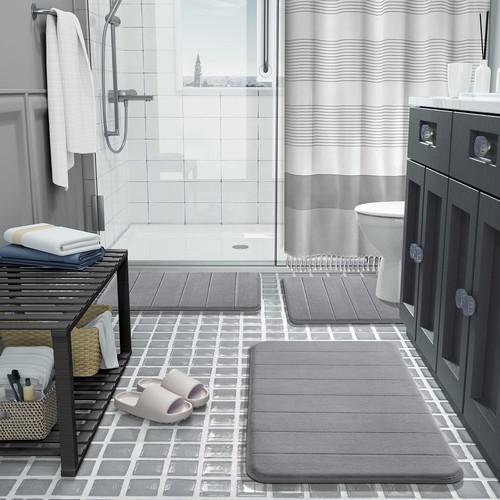 Memory Foam Bath Mat Set Bathroom Rugs for 3 Pieces Toilet Mats Soft Comforta... - Picture 7 of 7