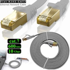 1m - 5m RJ45 Network Cat7 Ethernet Cable Gold Thin FLAT 10Gbps SSTP Lead Lot