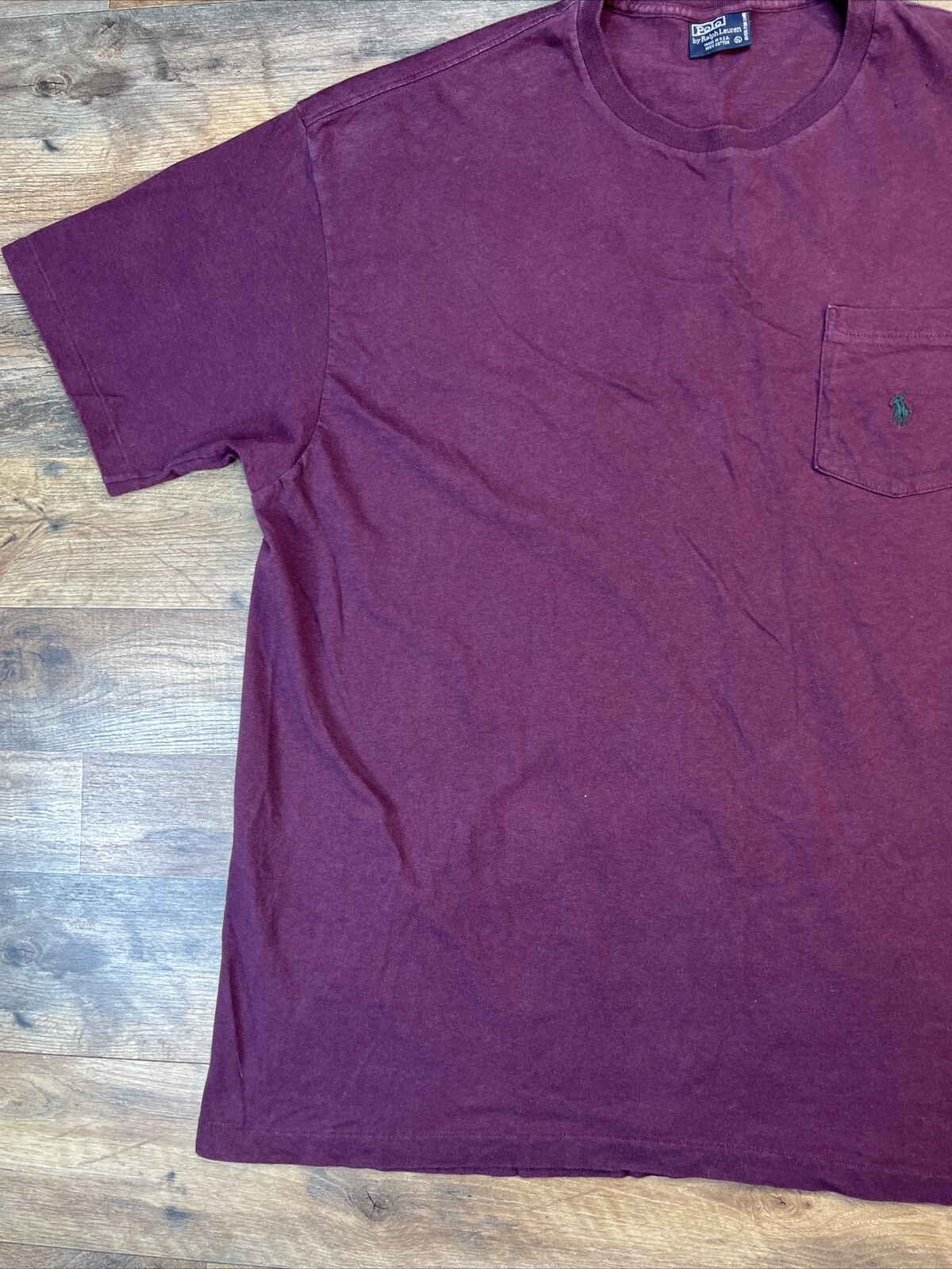 VINTAGE Polo Ralph Lauren Mens TShirt XL Red Single Stitch Logo Pocket Tee USA eBay