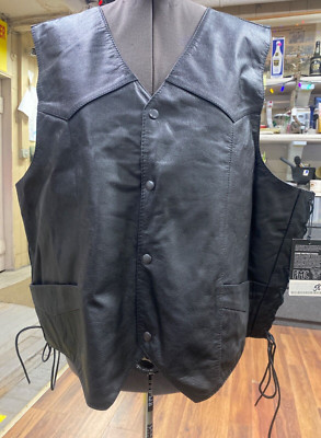 BRAND NEW~ FMC Men's Leather Vest Size 58 -FI-FM602BM-58- (S44-Q1547