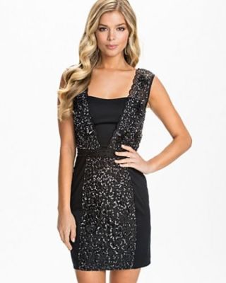 NWT French Connection Black Angelfire Sparkle Sequin Dress