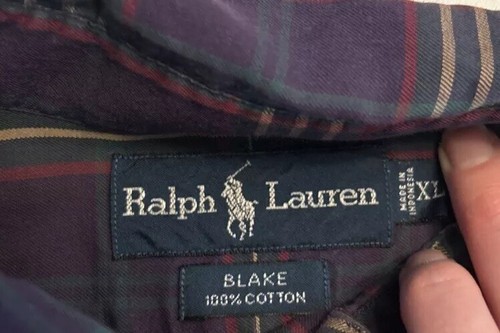Camisa Ralph Lauren Hombre Blake XL Grande Cuadros Púrpura Verde Manga Larga Botón - Imagen 4 de 11