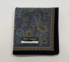 HANDKERCHIEF VINTAGE MEN'S POCKET SQUARE GRAY PAISLEY BANDANA COTTON 17"
