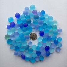 round sea beach glass 20 pcs pebble lots blue aqua purple-blue jewelry use