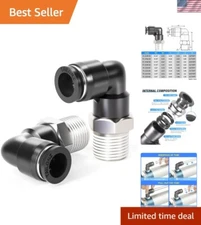 Durable Male Elbow Connectors - 3/8'' Tube OD x 1/4'' NPT Fittings (Pack of 10)