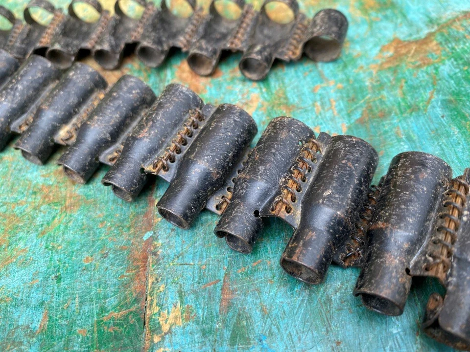 Vintage Iron Hand Forged Military Soldier Used Bullet Belt Empty Collection - Image 3 of 4