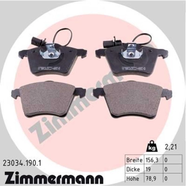Zimmermann BremsbeläGe Bremsbelegsatz Vorne FüR VW Transporter IV Bus-image