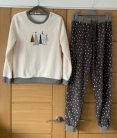 La Redoute Embroidered Velour PJ-Lounge Set Size 10-12 Cream/Grey Super-soft New