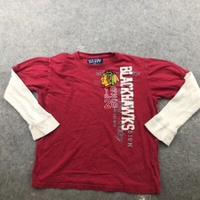 Chicago Blackhawks Shirt Boys XL Red Long Sleeve Old Time Hockey Youth *
