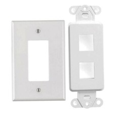 White 2 Port Decora Keystone Snap-in Jack Modular Wall Insert Cover Plate 5/pk