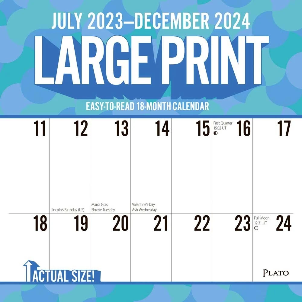 Hørehæmmet gør dig irriteret voldgrav Large Print 2024 12x24&#034; 18 Months Wall Calendar | Jul &#039;23-Dec  &#039;24 | Matte Paper | eBay