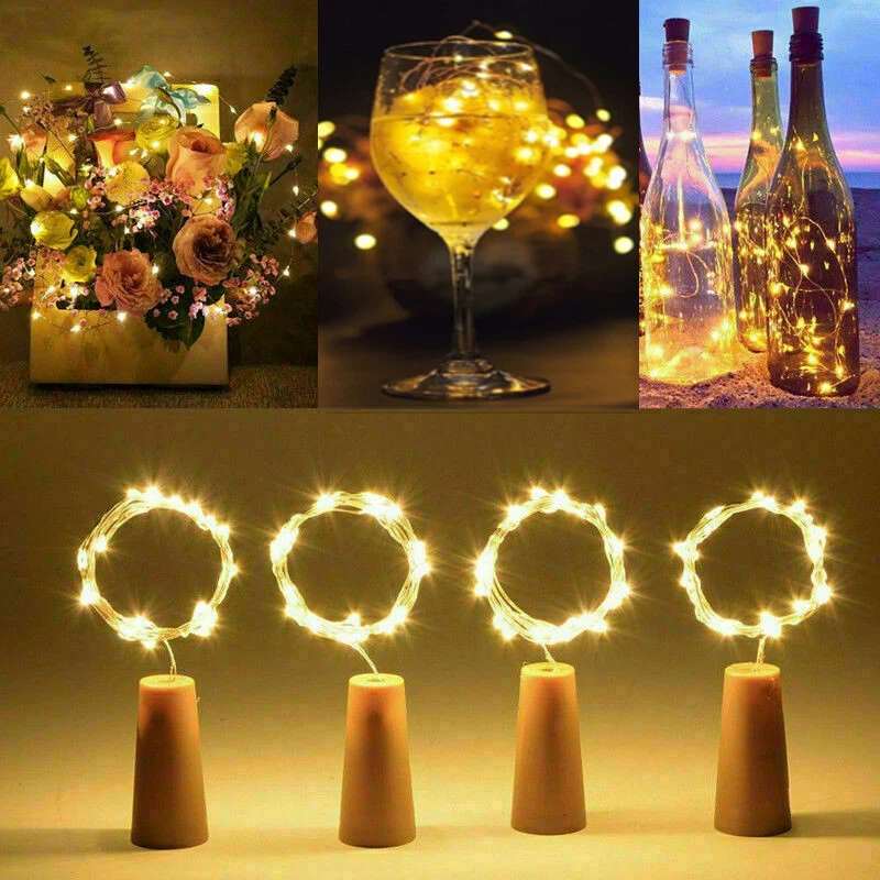 LED Christmas Fairy Battery Bottle Lights Outdoor Xmas Decorations 20Leds Light - Image 4 of 4