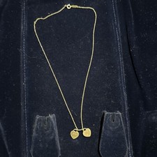 Auth Return to Tiffany  Co. Double Heart Tag Pendant Necklace 16" 925 Silver