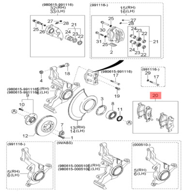 Original KIA 0K56B 3323ZA Bremsbelagsatz, Scheibenbremse Vorne Carnival Pregio