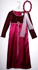 RENAISSANCE PRINCESS COSTUME Girl's S-M Burgundy Satin/Velvet Pearl-HEADBAND