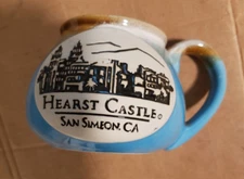 Hearst Castle Stoneware? Mug Aqua Blue And Beige Souvenir Travel San Simeon CA
