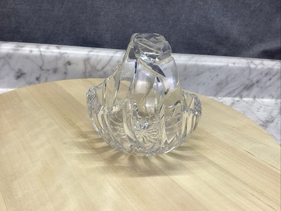 Crystal Clear - Small 24% Lead Crystal Basket Bowl Dish - 4'' - Mint