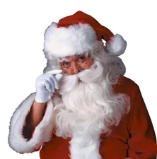 Men's White Santa Beard And Wig Set - Super Deluxe