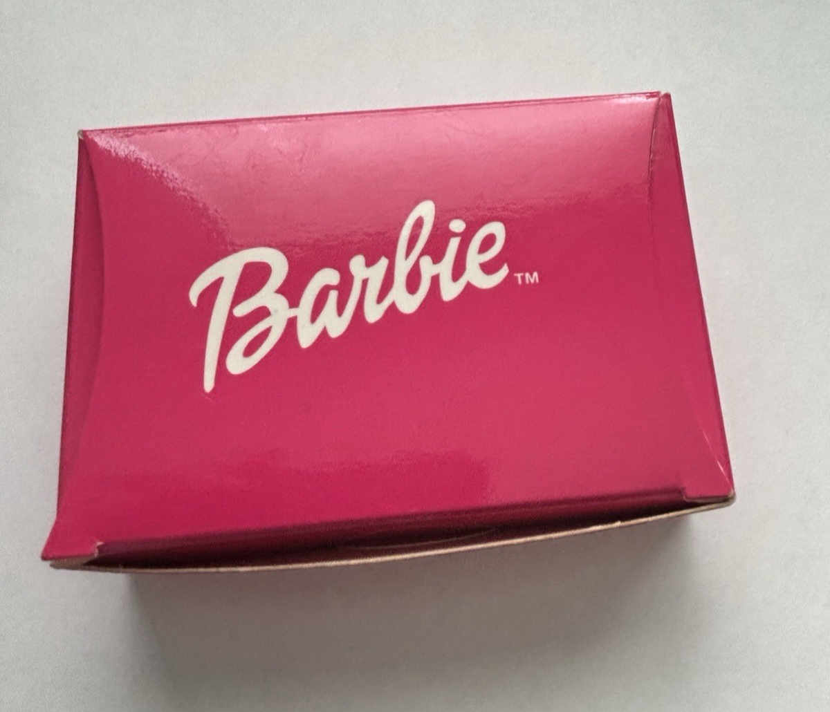 Vintage Mattel Barbie Font Necklace With Pink Rhinestone Avon 2003 W/Box