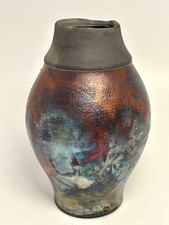 Raku Pottery Vase Signed Kevin Kelley? 6.5” Tall