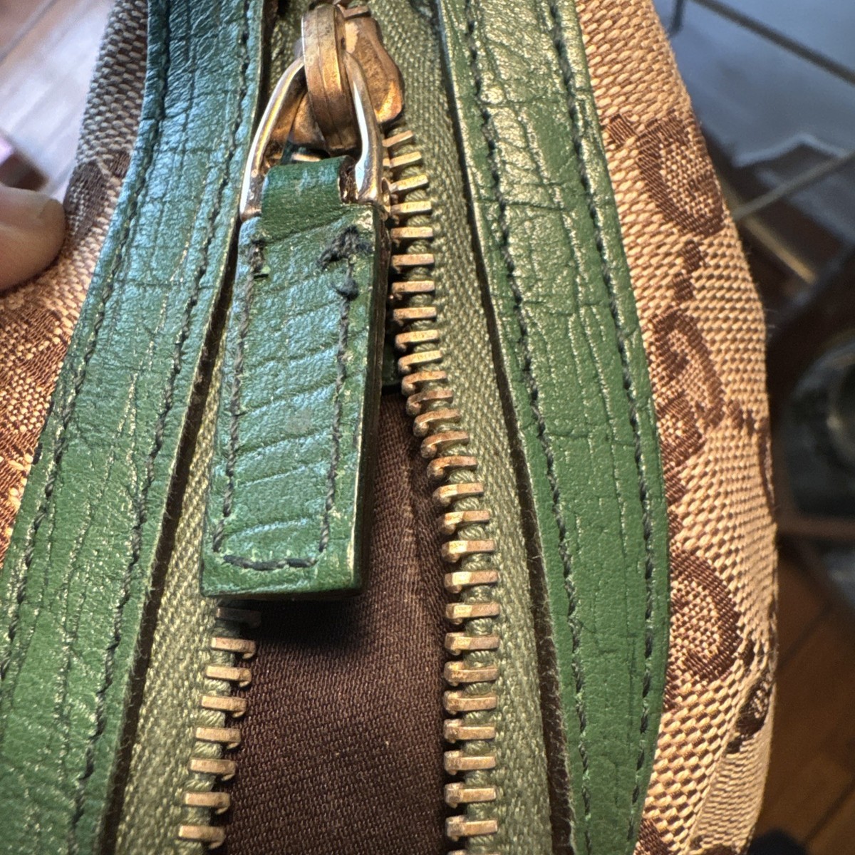 Authentic Gucci Horsebit Hobo GG Canvas Green Web Stripe Bag 