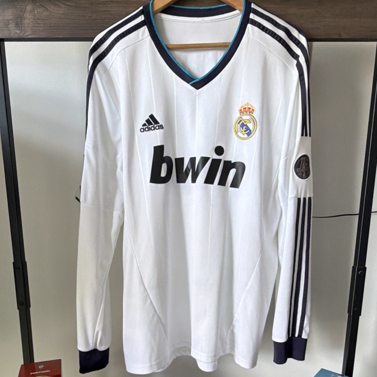 Real Madrid 12-13 Ronaldo #7 Soccer Jersey Long Sleeve White Black 