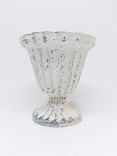 Vase Metall französischer Landhausstil Shabby weiß rund klein Neuware Dekoration