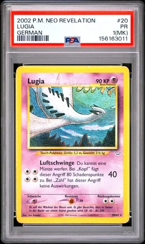 2002 POKEMON GERMAN NEO REVELATION #20 LUGIA PSA 1