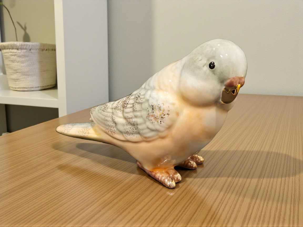 New Ceramic Orange & Green Looking Parakeet Bird Parraots Figurine Room Decor