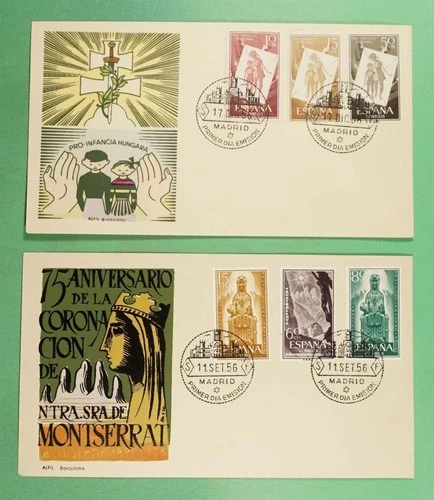 DR WHO 1956 SPAIN 2 FDC CACHET COMBO R26521