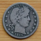1915-P BARBER QUARTER VINTAGE COLLECTABLE