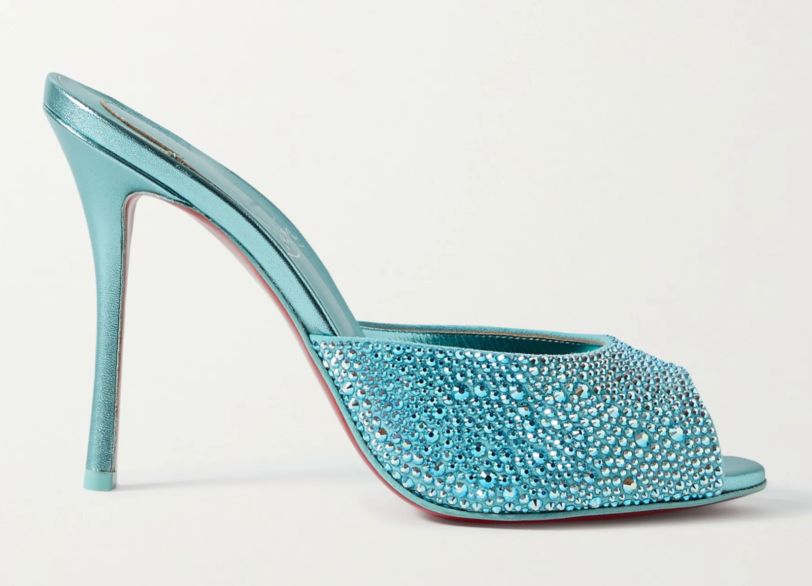 Christian Louboutin Me Dolly Strass 100 Blue Backless Sandal Mule Heel Pump 40