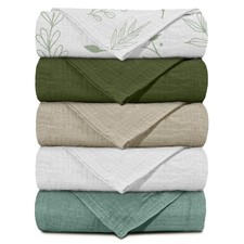 Muslin Receiving Blankets, Neutral Blanket Swaddling for Crib, Bright Leaves
