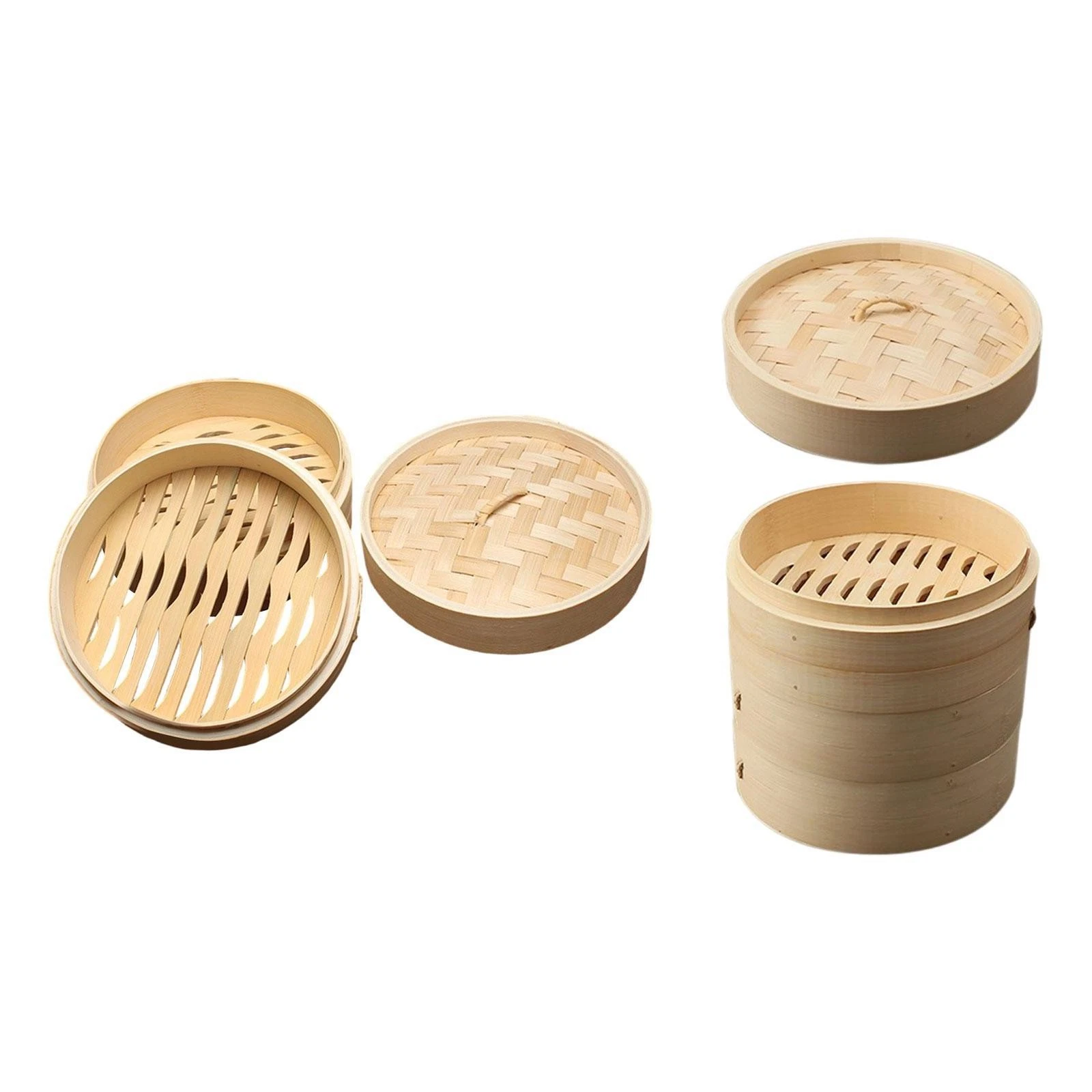 Bamboo Steamer Dumpling Steamer Round Traditional Multiuse Bun Steaming Basket