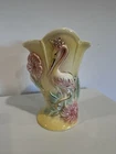 Hull Crane Heron Figural Vase Pink Floral Art Deco Pottery USA Vintage