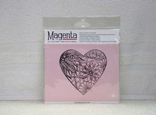 MAGENTA  FOLIAGE HEART  RUBBER CLING STAMP C44014-N