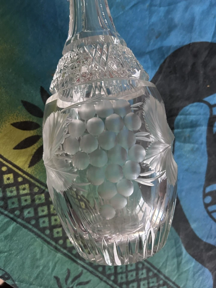 Transparente Kristallglas Karaffe , dekoriert, mit Facettstiel - Bild 4 von 4