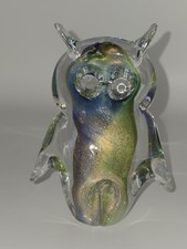 Murano Art Glass Owl Figurine Aventurine Sommerso Italy 4.5"