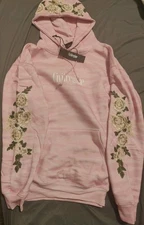 Civil Regime Animal Zebra Pink Print White Roses Hoodie -Medium - New! W/ Tags!