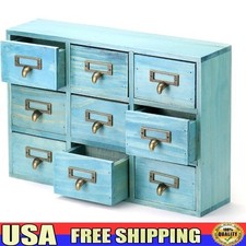 Wooden Desk Organizer 9 Drawer Home Office Storage Jewelry Crafts Supplies New