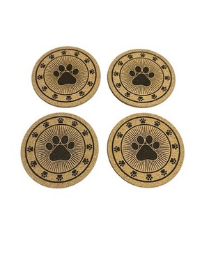 NEW cork coasters set of 4 paw prints pet animal