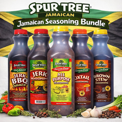 Spur Tree Jamaican Seasoning Bundle 5pc 35oz Jerk Brown Stew Oxtail All Purpose