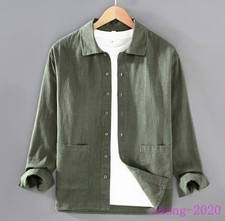Men's Shirts Long sleeve Cotton Linen Shirt Casual Spring Fall Dress Work Tops